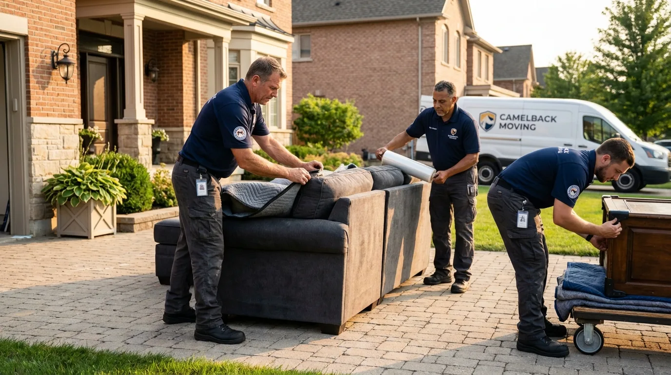 Large estate moving crew wrapping furniture in Warsaw, KY